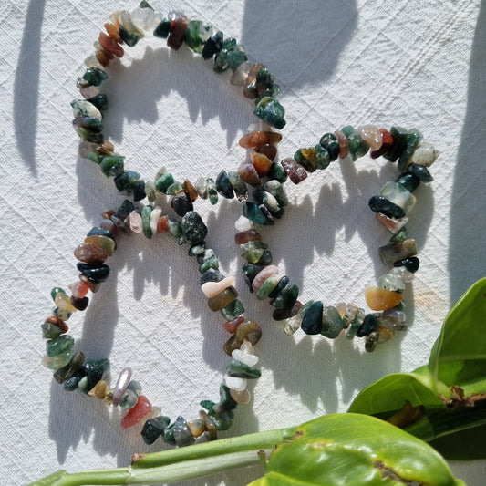 Moss Agate Chip Bracelet - Sparrow and Fox