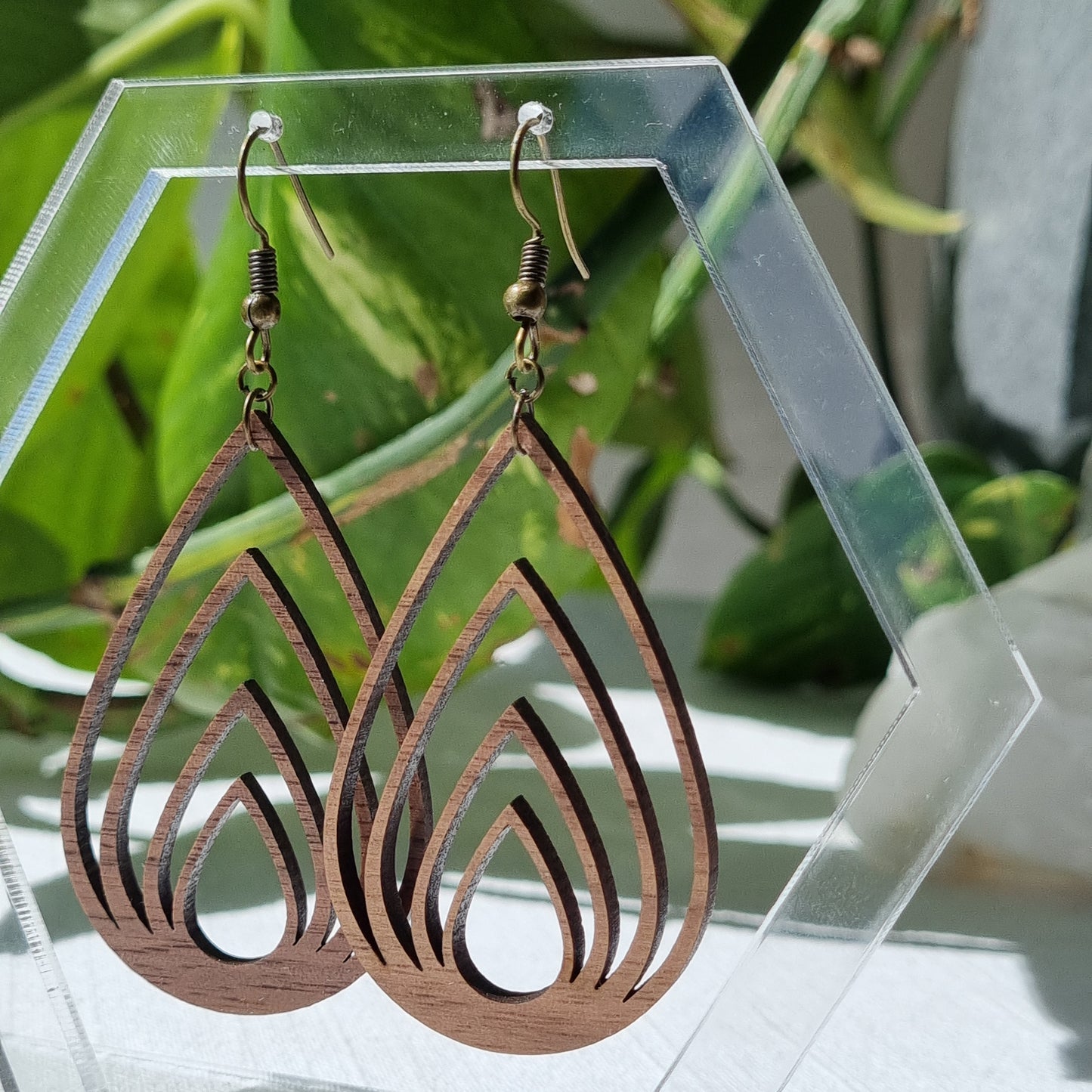 Teardrop Wooden Veneer Earrings - Sparrow and Fox