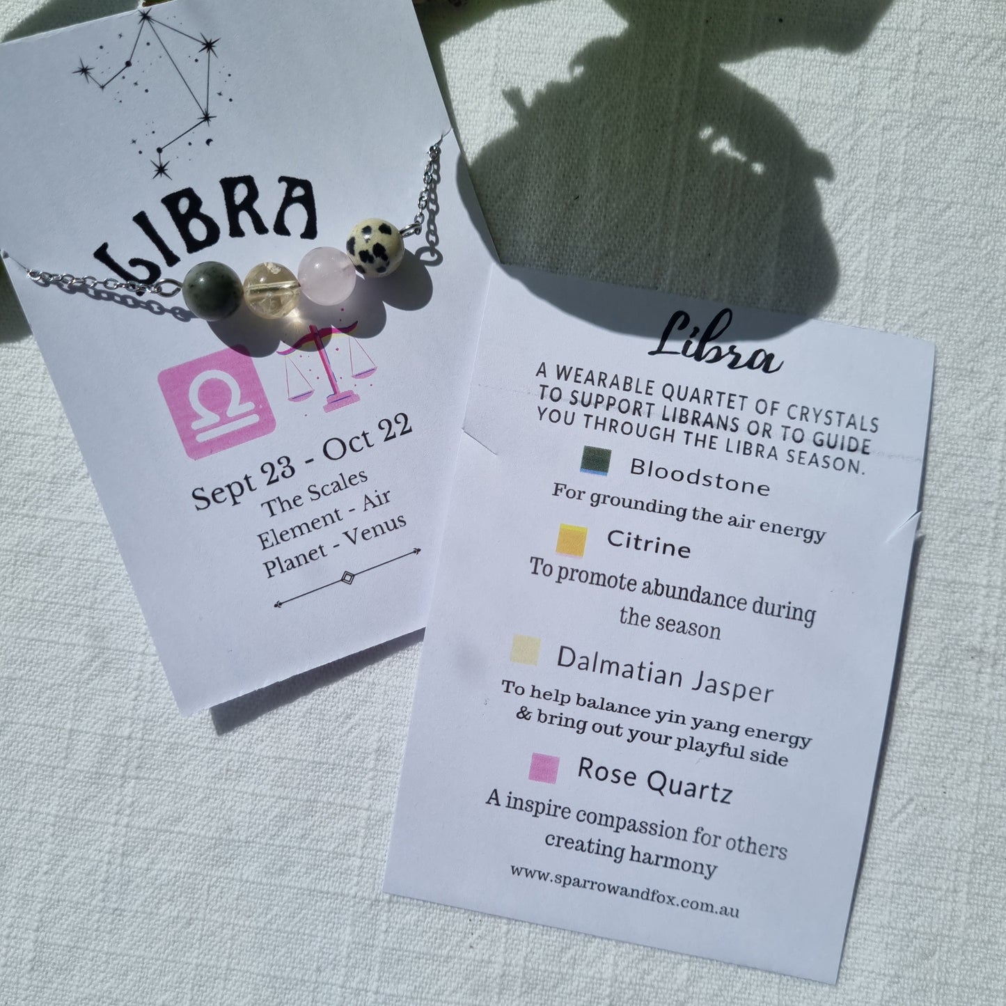 Libra - Necklace Zodiac Birthstone Quartet - Sparrow and Fox