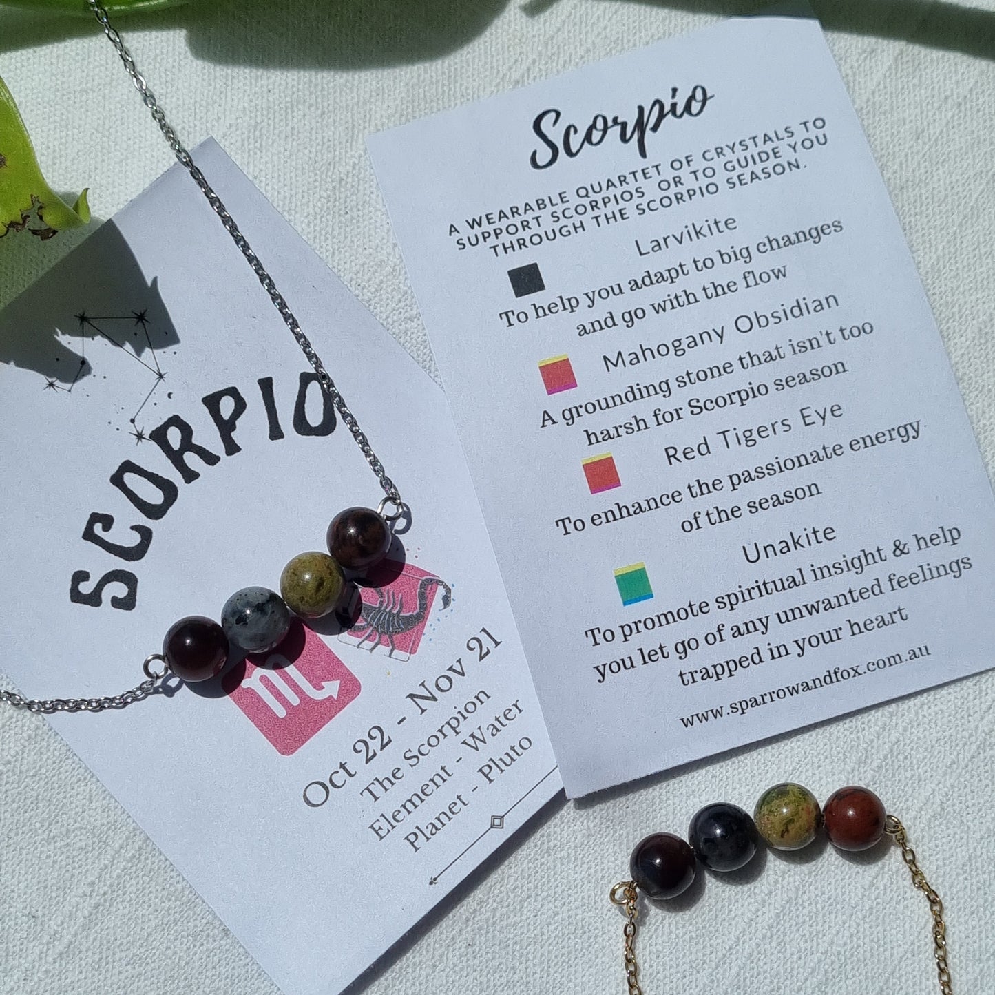 Scorpio - Necklace Zodiac Birthstone Quartet - Sparrow and Fox