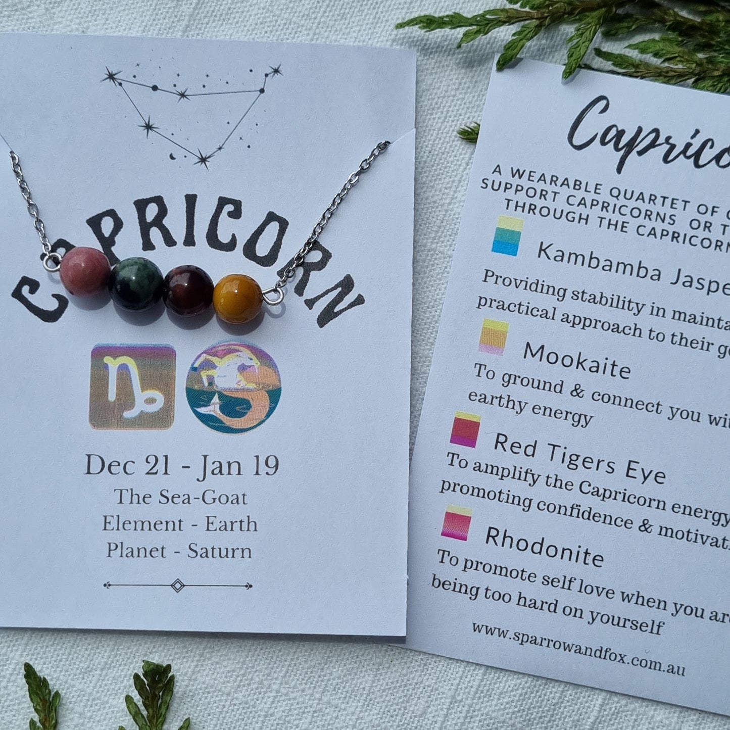 Capricorn - Necklace Zodiac Birthstone Quartet - Limited Edition - Sparrow and Fox