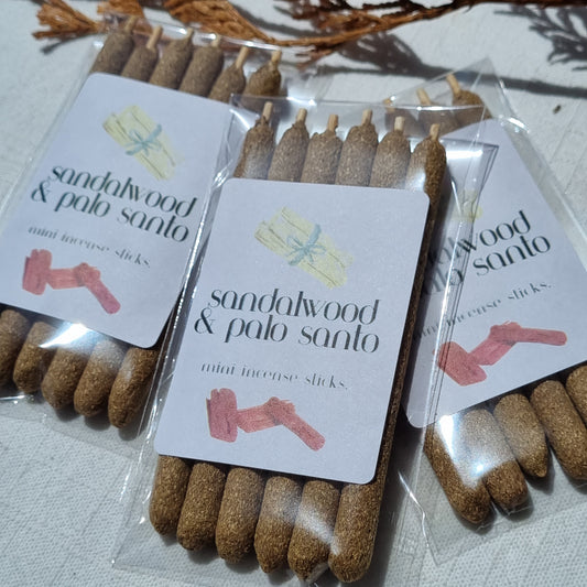 Sandalwood & Palo Santo Mini Incense Sticks - 6 Pack - Sparrow and Fox
