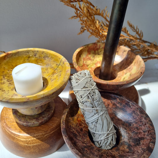 Soapstone Candle Holder/Smudge Burner - Sparrow and Fox