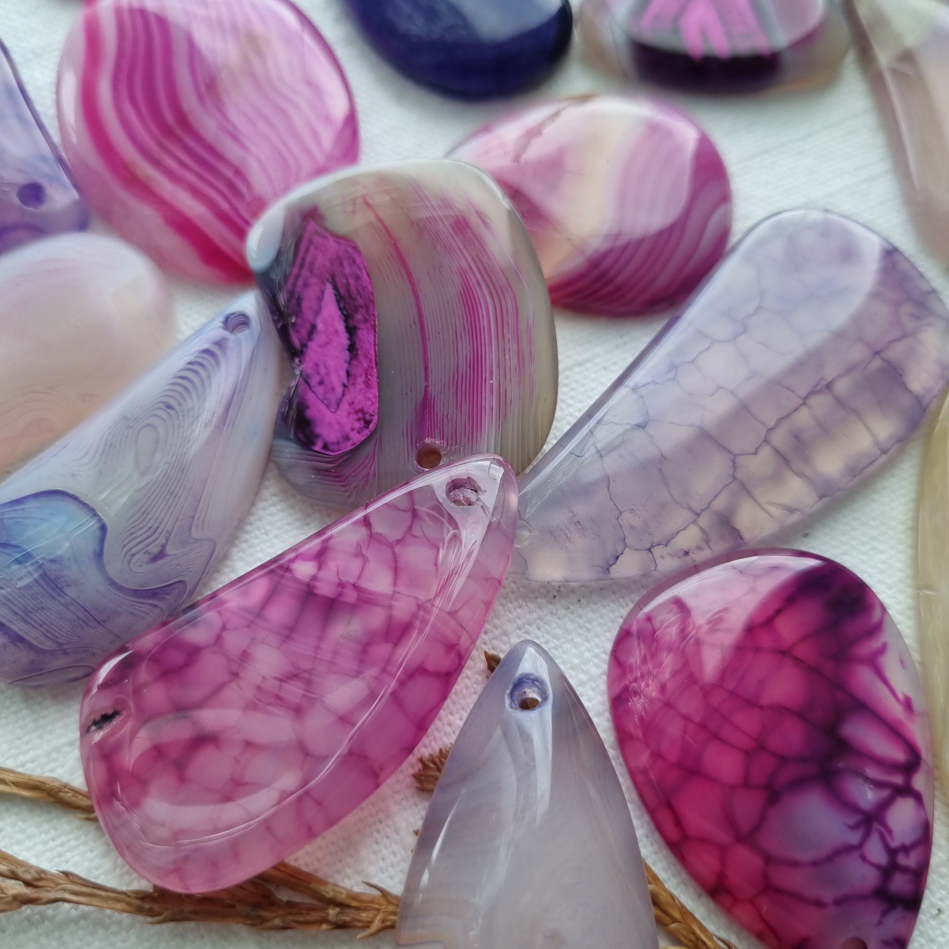 Pink & Purple Agate - Dyed - Drilled Cabochon - Sparrow and Fox