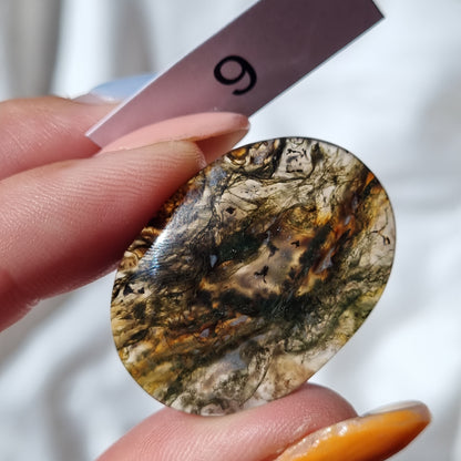 Moss Agate Cabochon - Sparrow and Fox