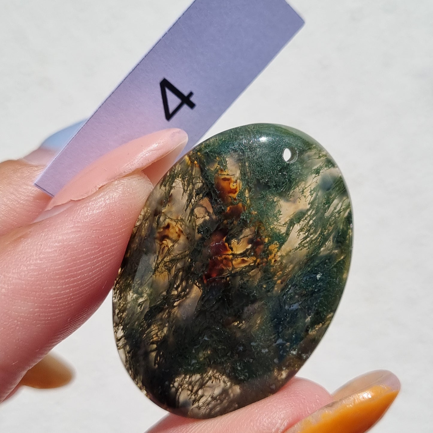 Moss Agate Drilled Cabochon
