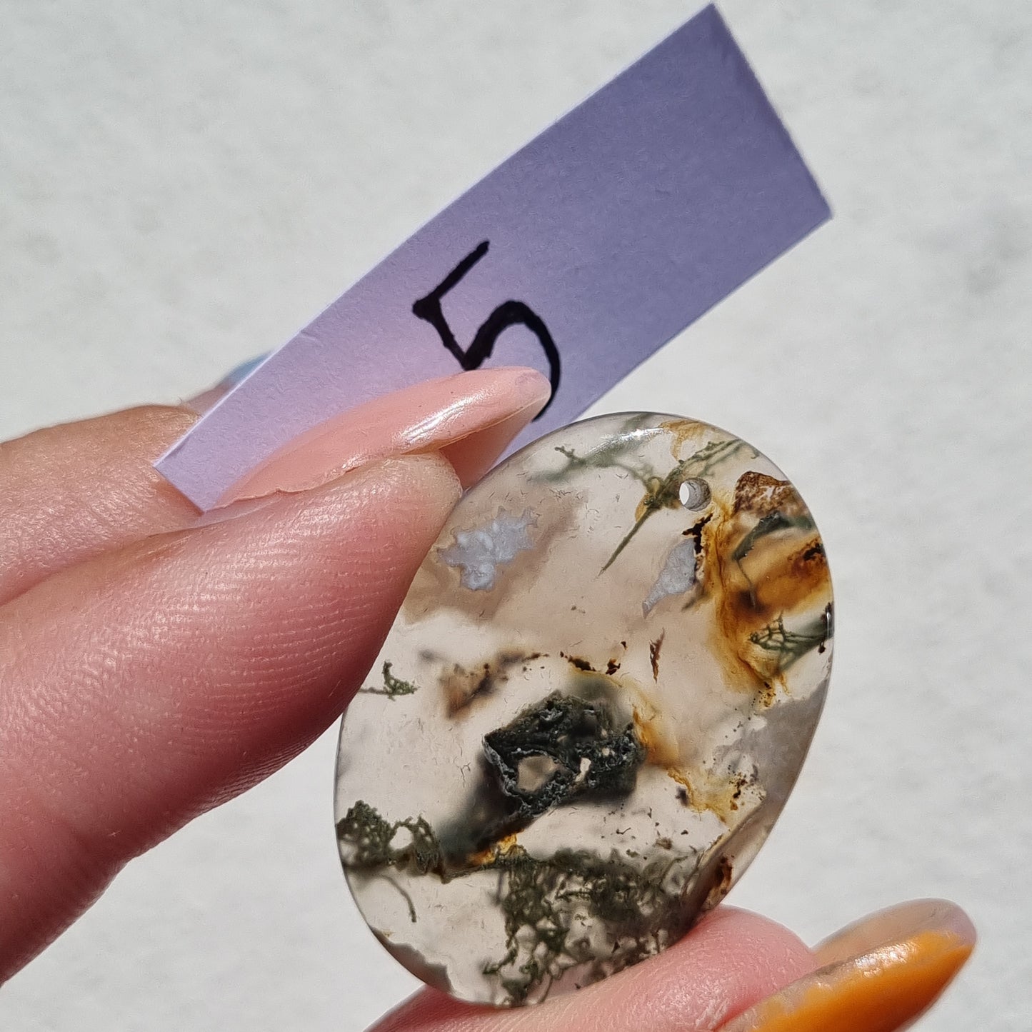 Moss Agate Drilled Cabochon
