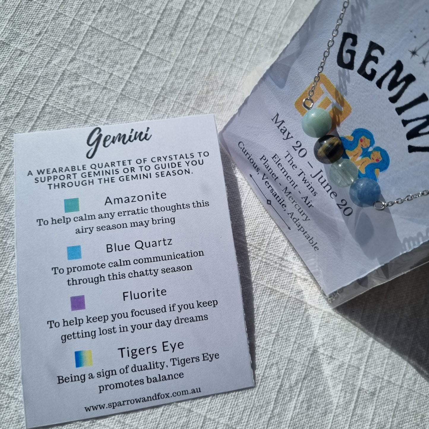 Gemini - Necklace Zodiac Birthstone Quartet - Limited Edition - Sparrow and Fox