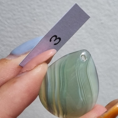 Green Agate - Dyed - Drilled Cabochon