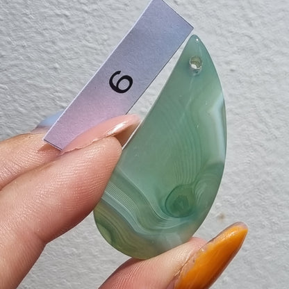 Green Agate - Dyed - Drilled Cabochon