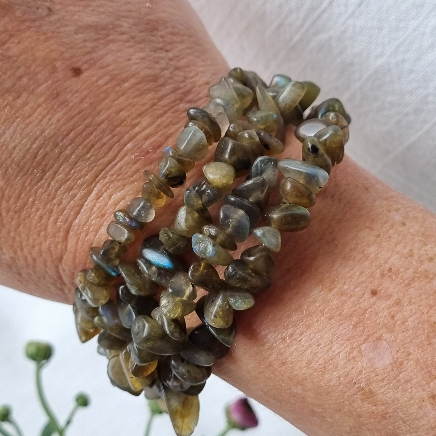 Labradorite Chip Wire Bracelet
