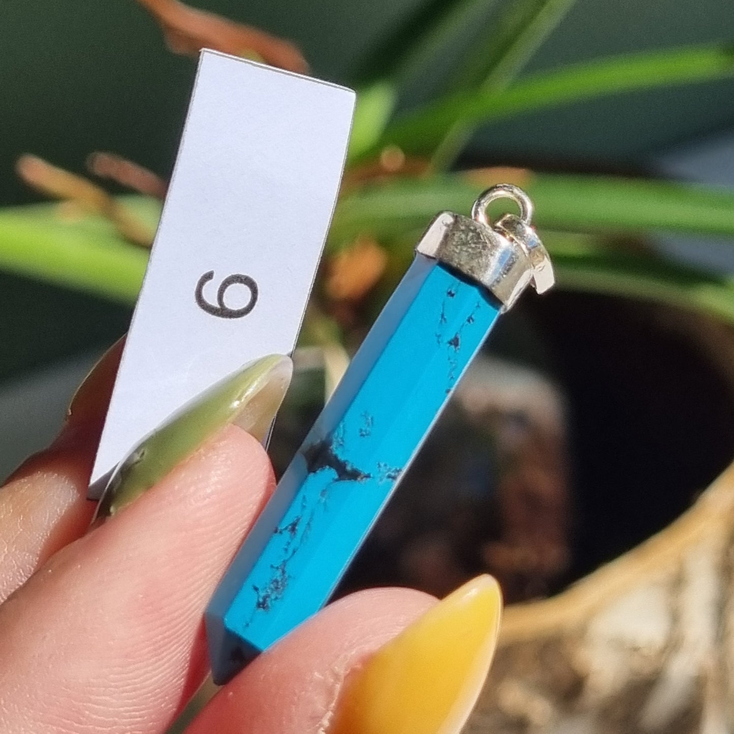 Blue Howlite Point Sterling Silver Pendant