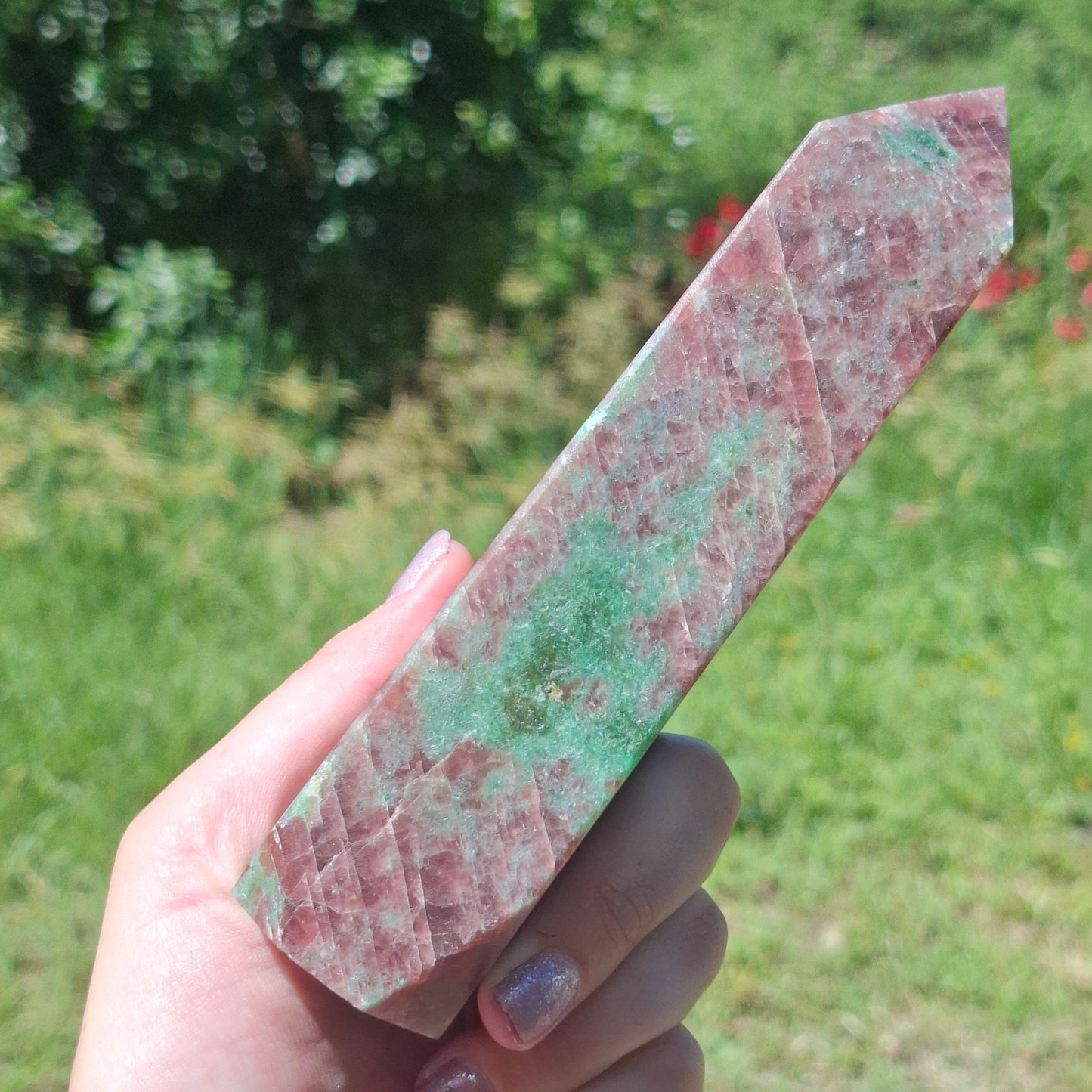 Eclogite (Omphite in Red Garnet) Tower - 705g