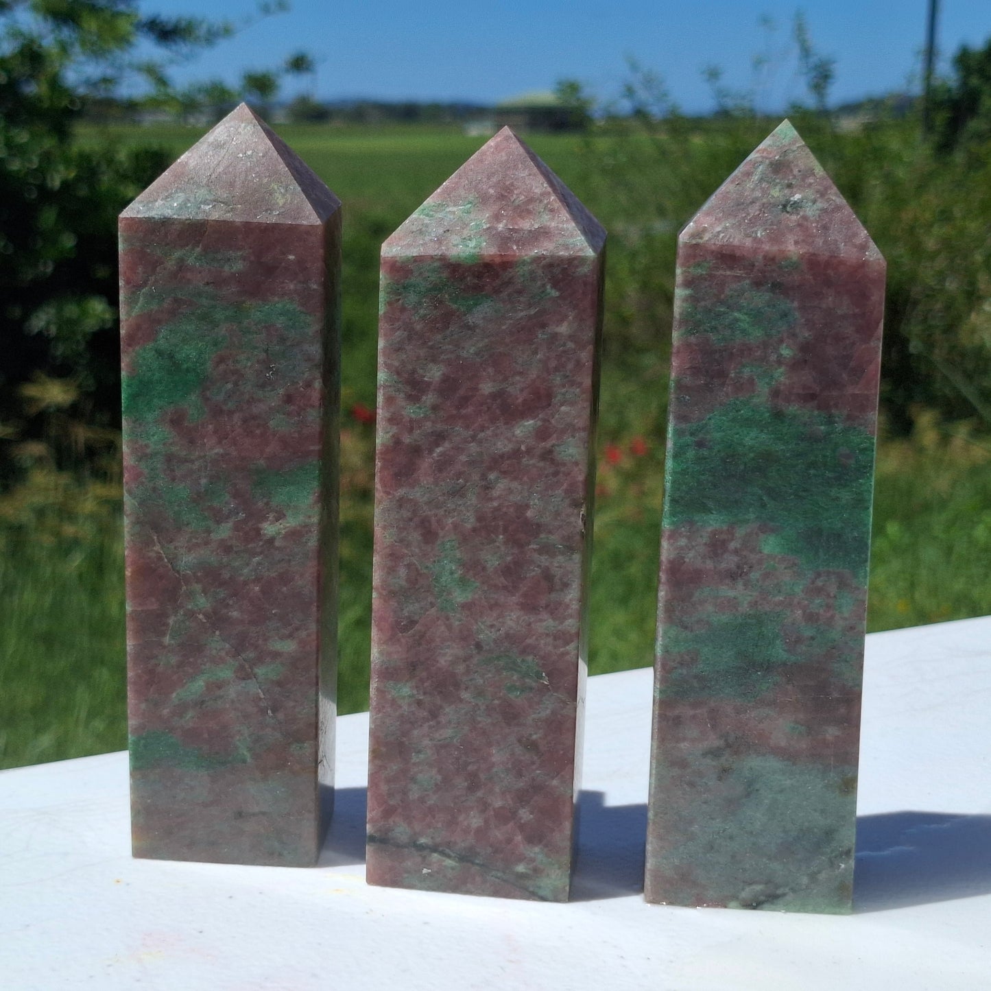 Eclogite (Omphite in Red Garnet) Tower - 579g