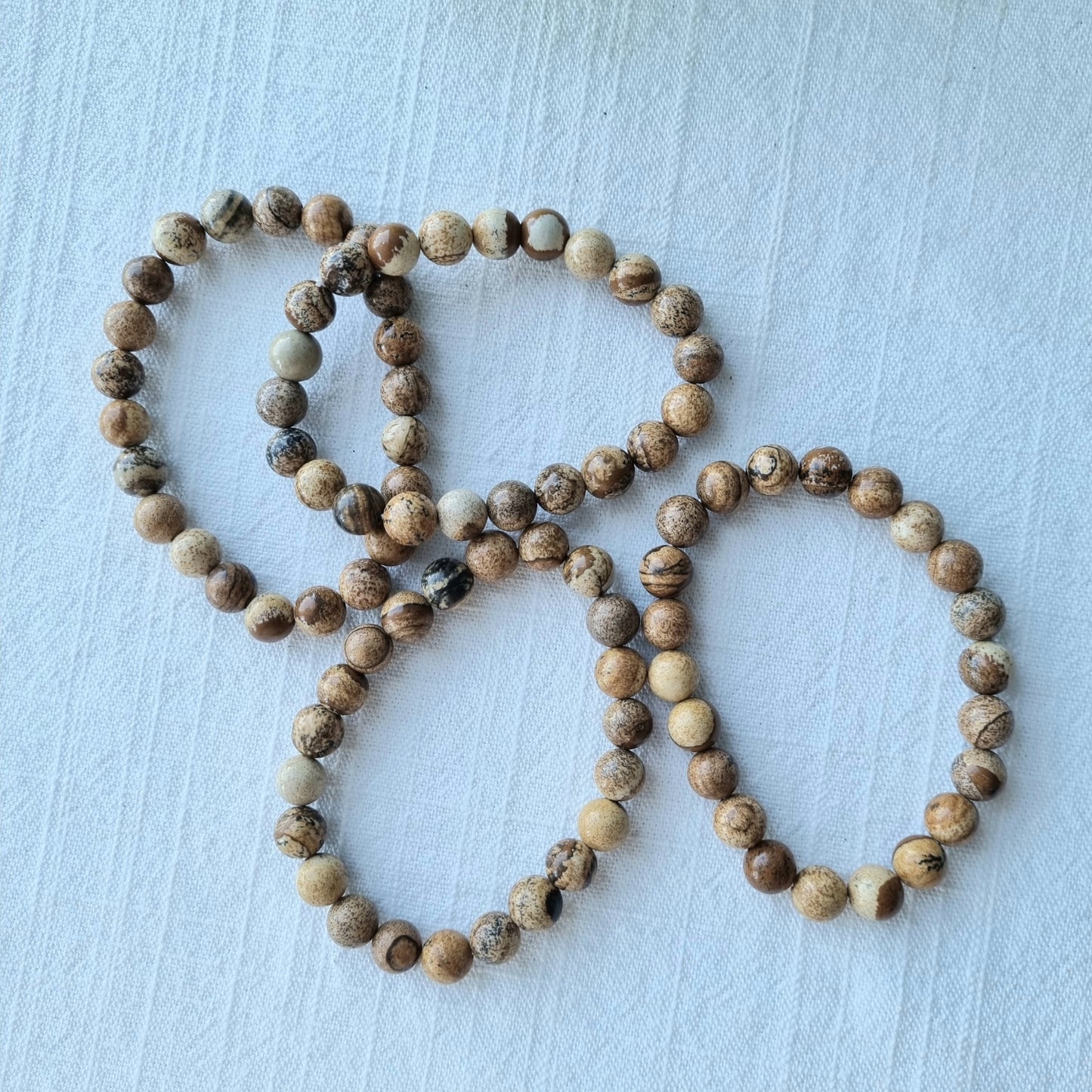 Picture Jasper Round Bead Bracelet - 8mm - Sparrow and Fox