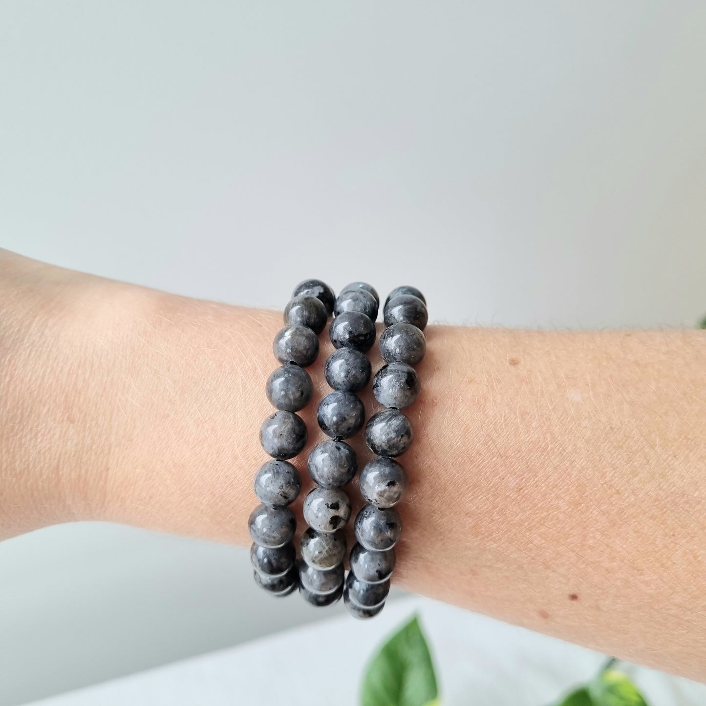 Larvikite Round Bead Bracelet - 8mm - Sparrow and Fox