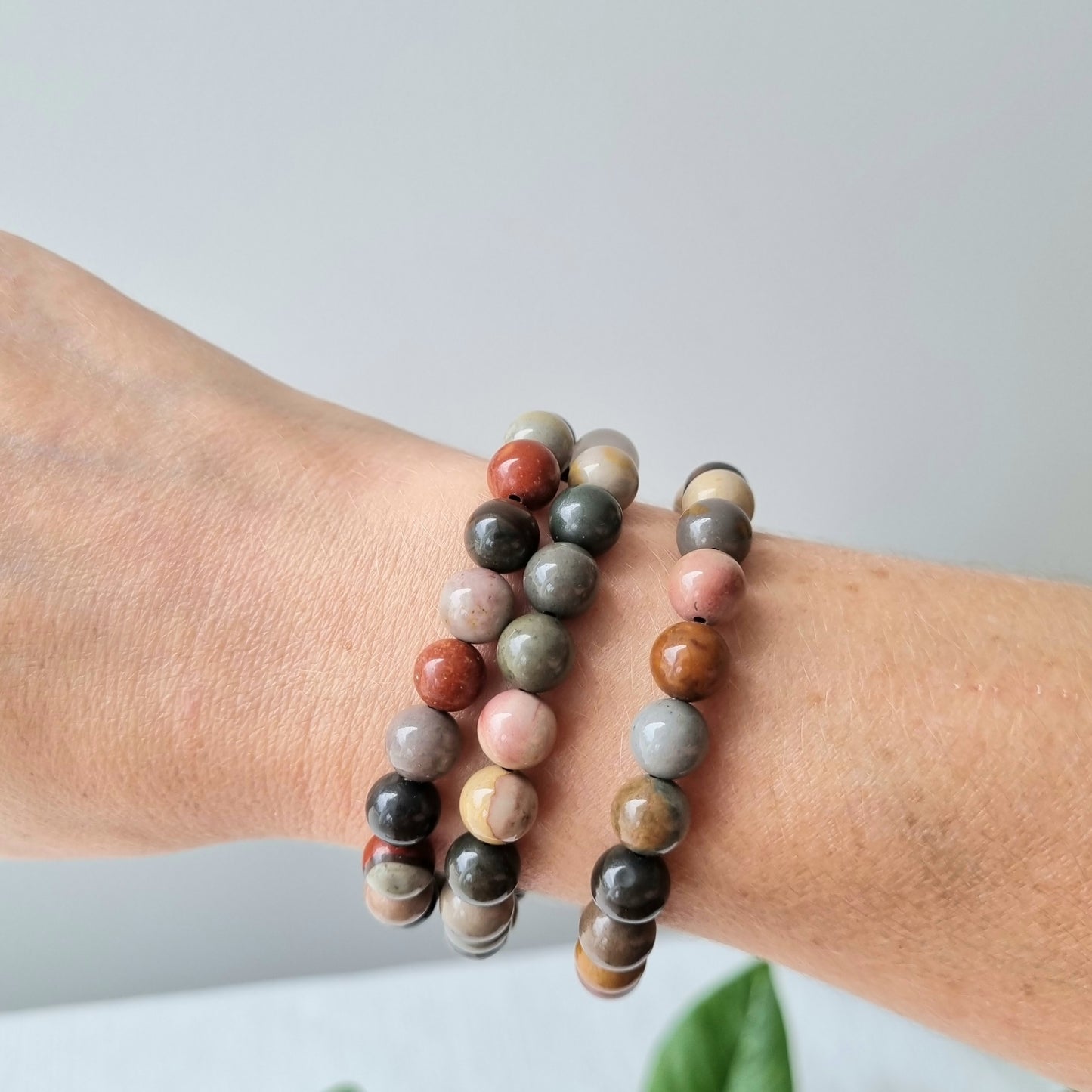 Polychrome Jasper Round Bead Bracelet - 8mm - Sparrow and Fox