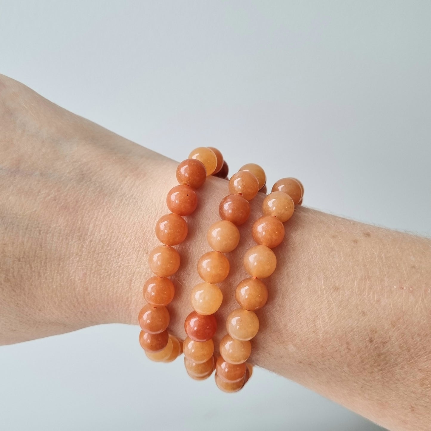 Orange Aventurine Round Bead Bracelet - 8mm - Sparrow and Fox