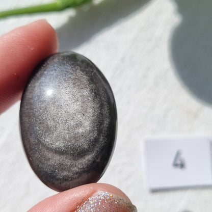 Silver Sheen Obsidian Cabochon - Sparrow and Fox