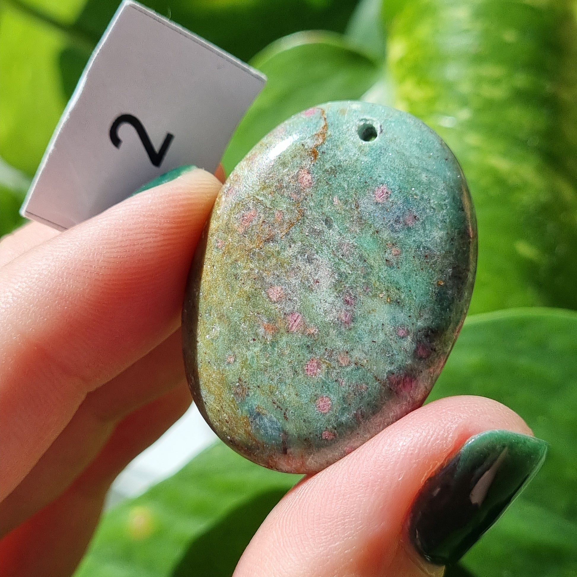Ruby Fuschite Drilled Cabochon - Sparrow and Fox