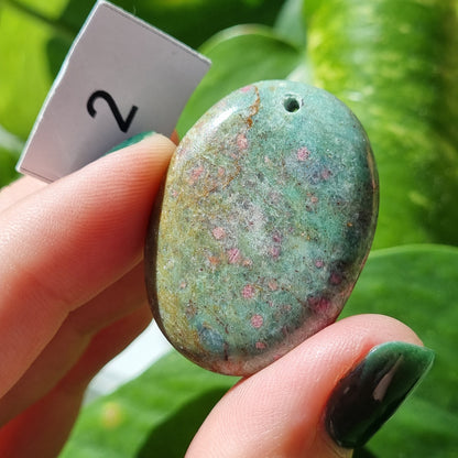Ruby Fuschite Drilled Cabochon - Sparrow and Fox