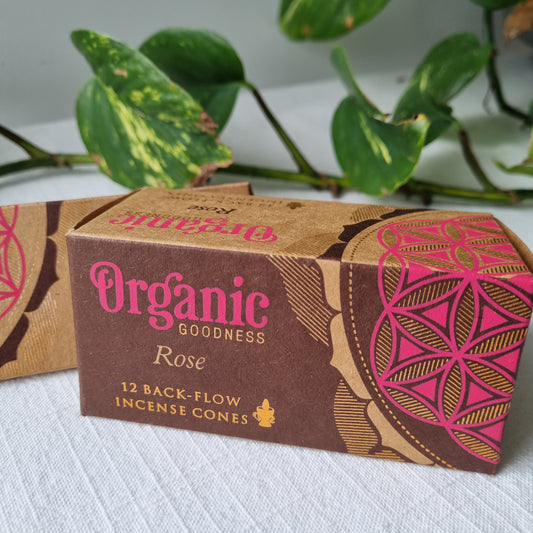 Rose Back-Flow Incense Cones - Organic Goodness Masala Incense - Sparrow and Fox
