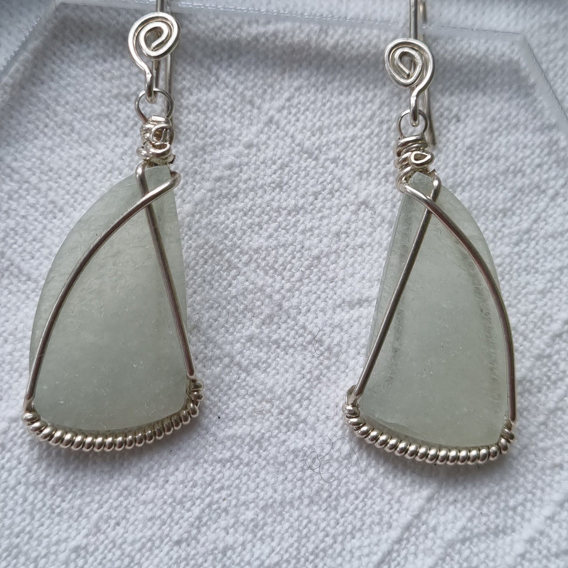 Green Aventurine Freeform Sterling Earrings - Ray of Sunshine - Sparrow and Fox