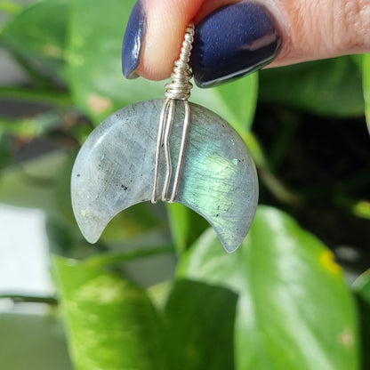 Labradorite Moon Sterling Pendant – Ray of Sunshine - Sparrow and Fox
