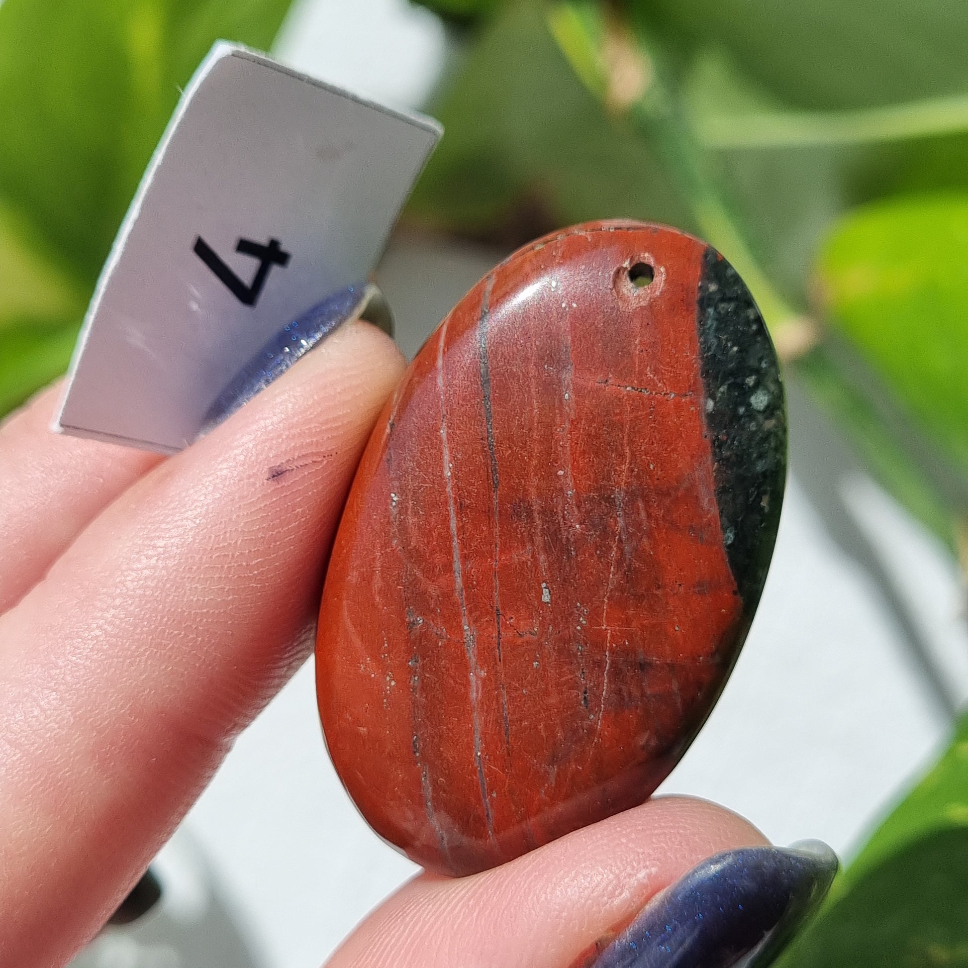 Seftonite (African Bloodstone) Drilled Cabochon - Sparrow and Fox