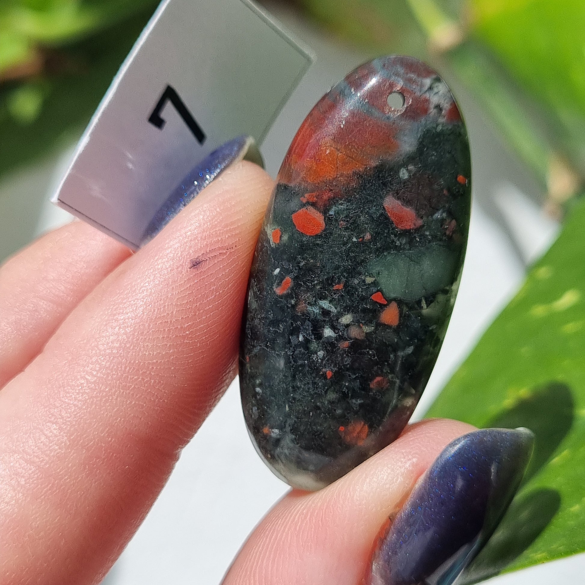 Seftonite (African Bloodstone) Drilled Cabochon - Sparrow and Fox