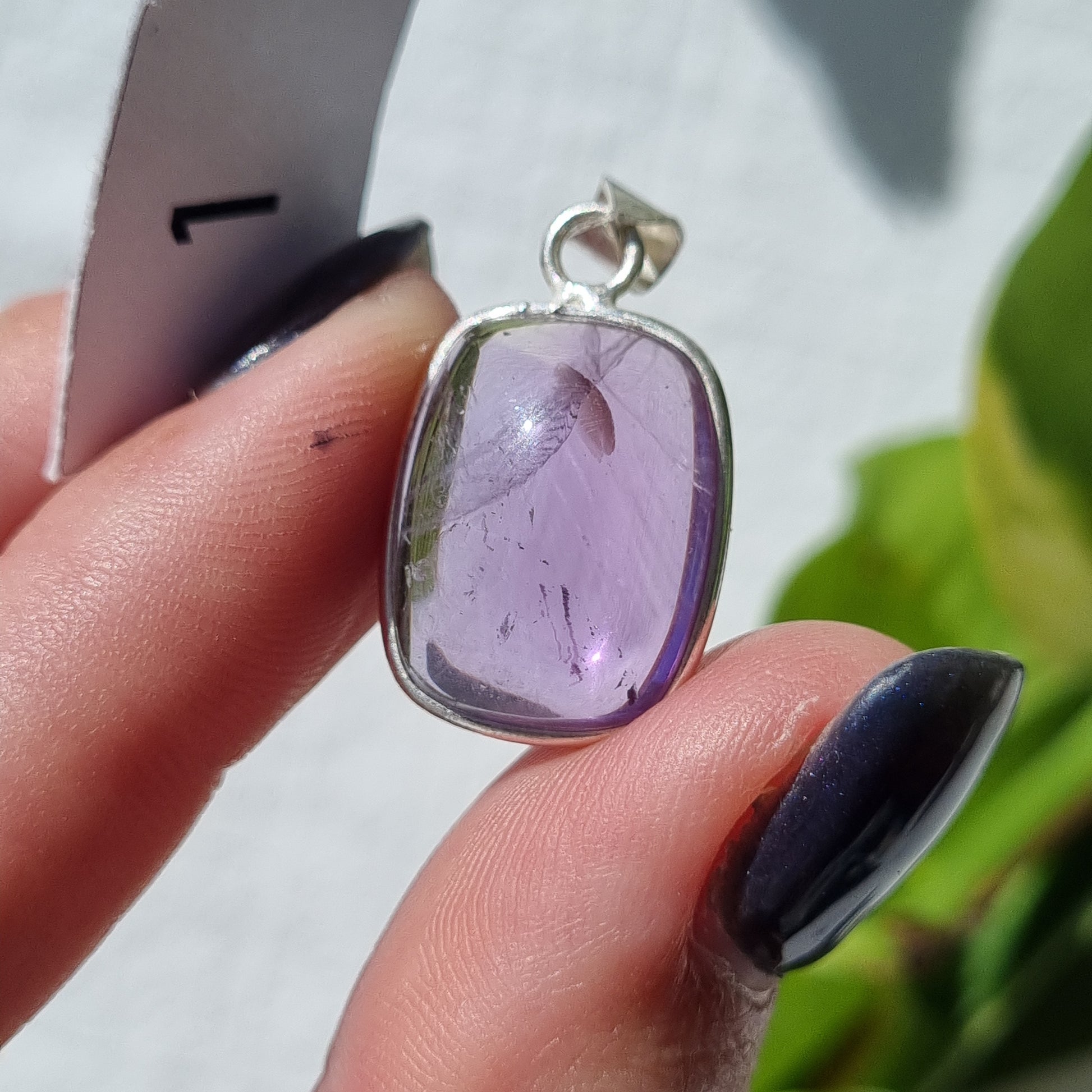 Amethyst Cabochon Sterling Silver Pendant - Sparrow and Fox