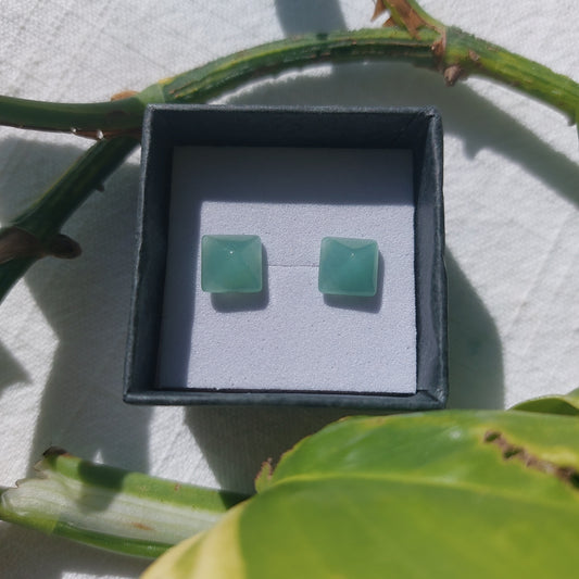 Aventurine Crystal Cabochon Earrings - Sparrow and Fox