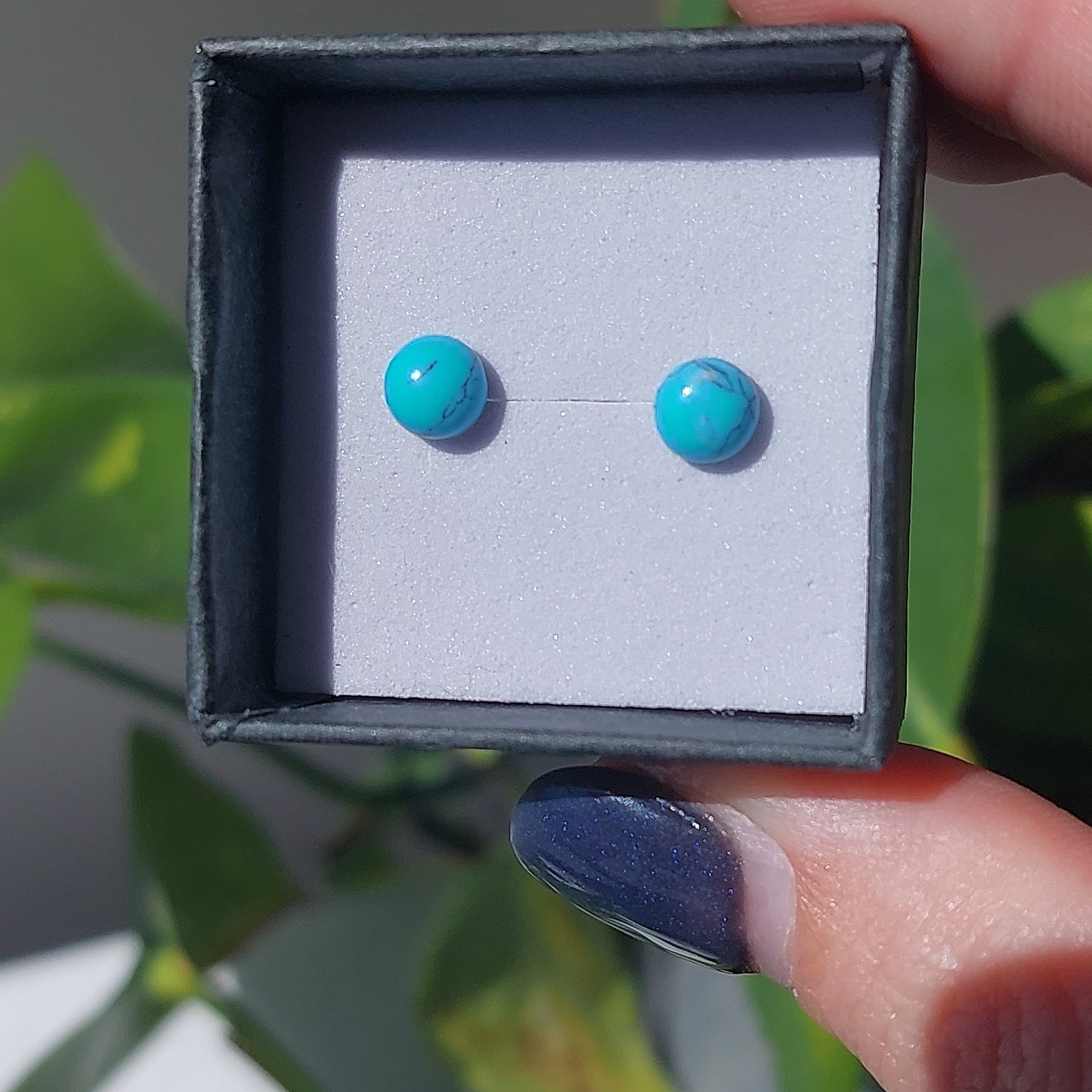 Blue Howlite Crystal Cabochon Earrings - Sparrow and Fox