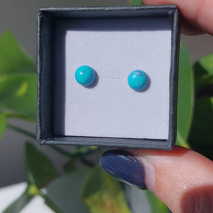 Blue Howlite Crystal Cabochon Earrings - Sparrow and Fox