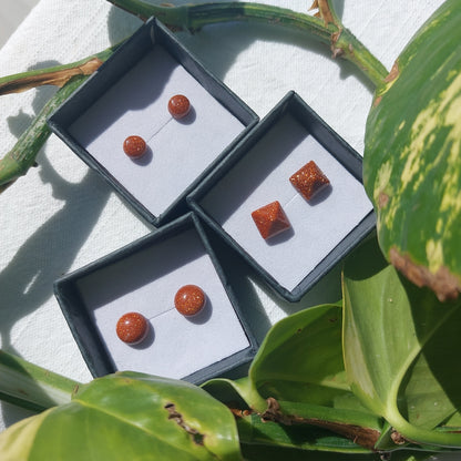 Goldstone Crystal Cabochon Earrings - Sparrow and Fox