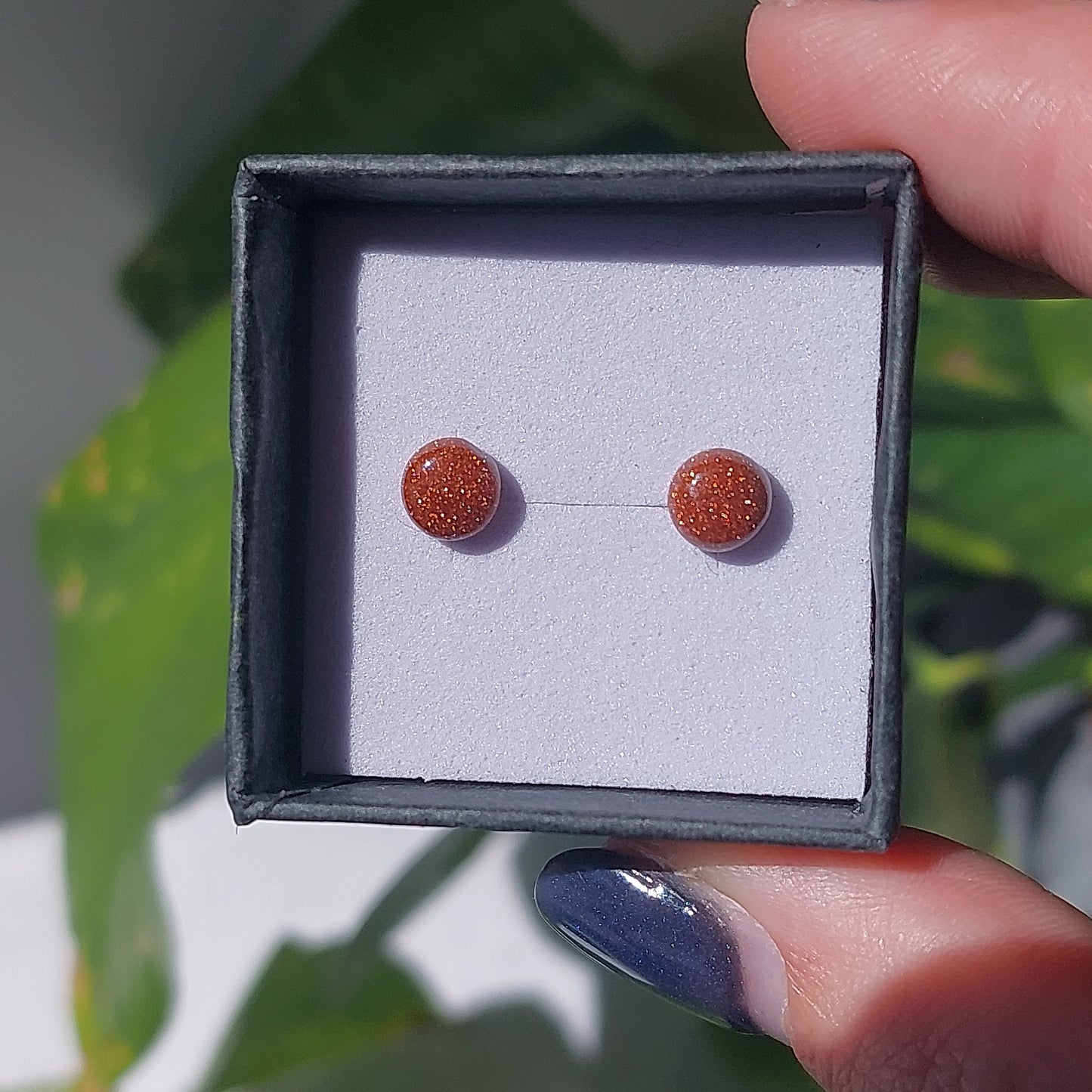 Goldstone Crystal Cabochon Earrings - Sparrow and Fox