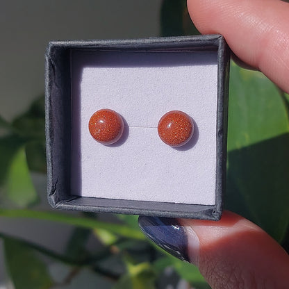 Goldstone Crystal Cabochon Earrings - Sparrow and Fox