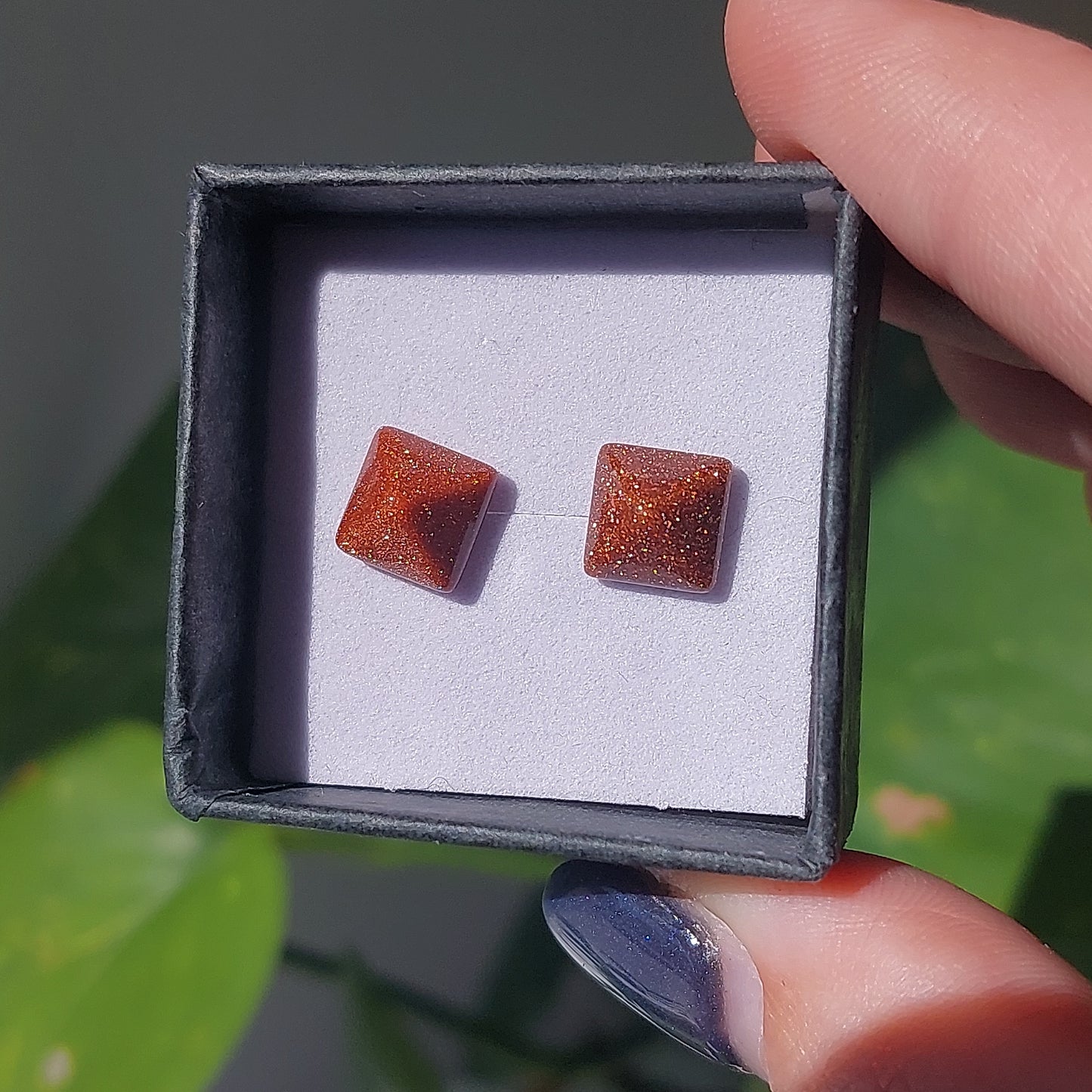 Goldstone Crystal Cabochon Earrings - Sparrow and Fox