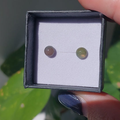 Moss Agate Crystal Cabochon Earrings - Sparrow and Fox