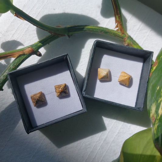 Picture Jasper Crystal Cabochon Earrings - Sparrow and Fox