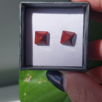Red Jasper Crystal Cabochon Earrings - Sparrow and Fox