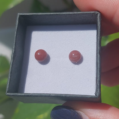 Red Moss Agate Crystal Cabochon Earrings - Sparrow and Fox