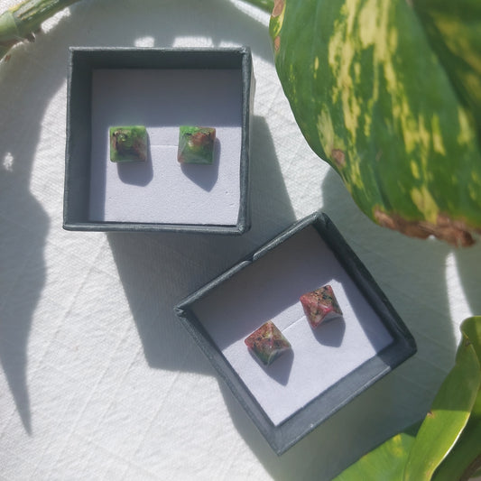 Ruby Zoisite Crystal Cabochon Earrings - Sparrow and Fox
