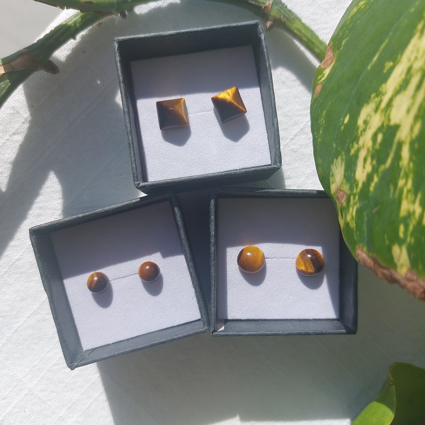 Tigers Eye Crystal Cabochon Earrings - Sparrow and Fox
