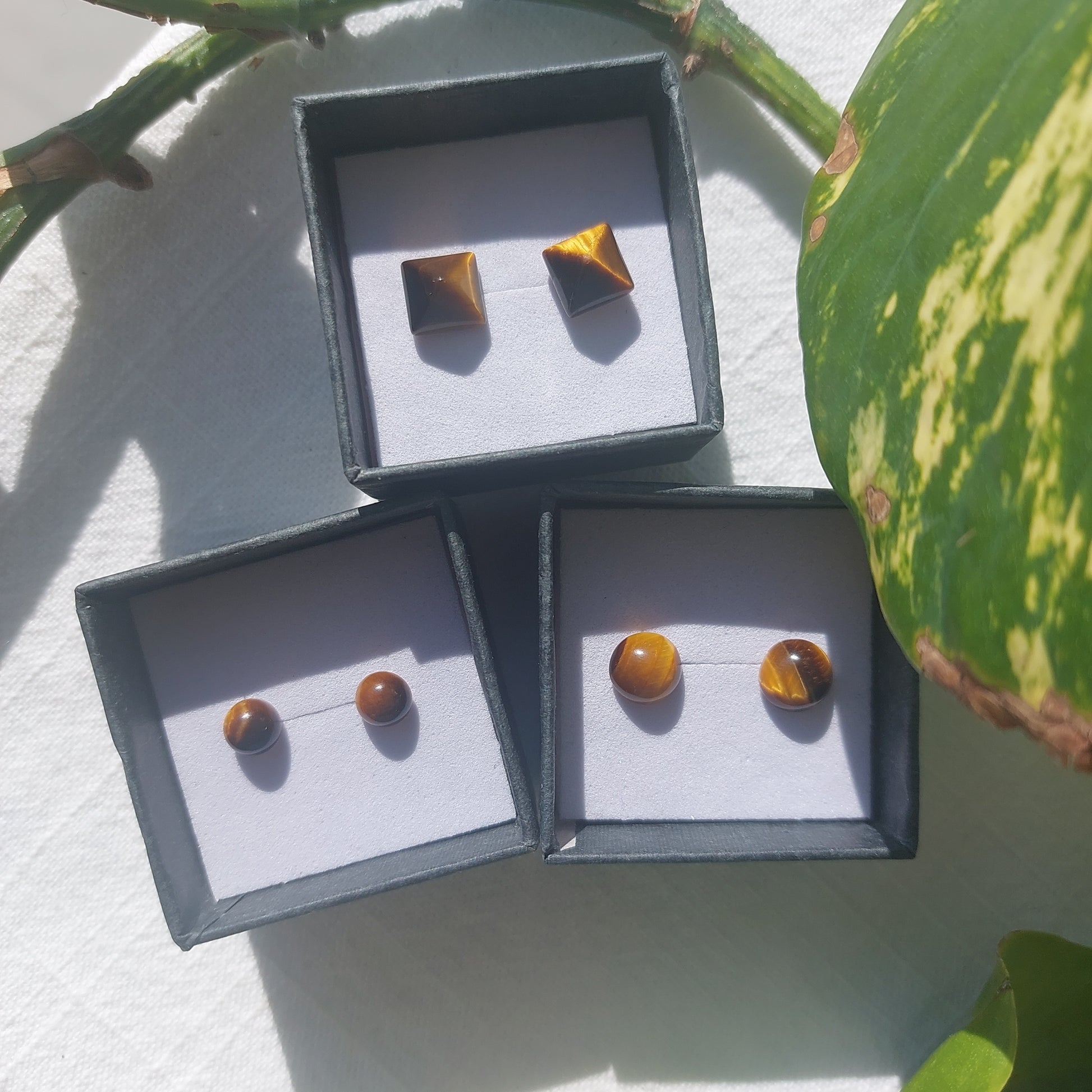 Tigers Eye Crystal Cabochon Earrings - Sparrow and Fox