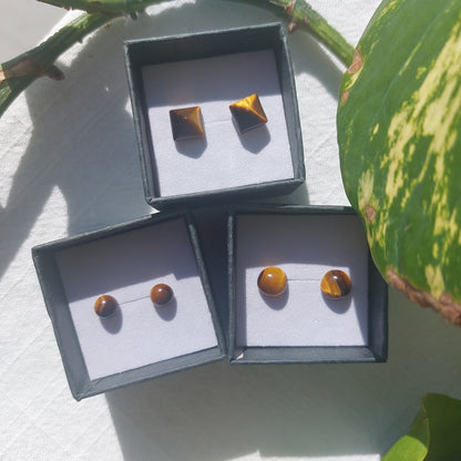 Tigers Eye Crystal Cabochon Earrings - Sparrow and Fox