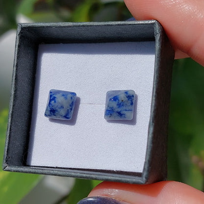 Sodalite Crystal Cabochon Earrings - Sparrow and Fox