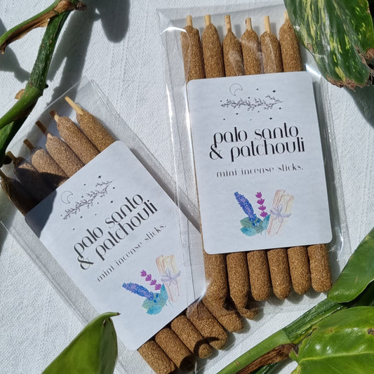 Patchouli & Palo Santo Mini Incense Sticks - 6 Pack - Sparrow and Fox