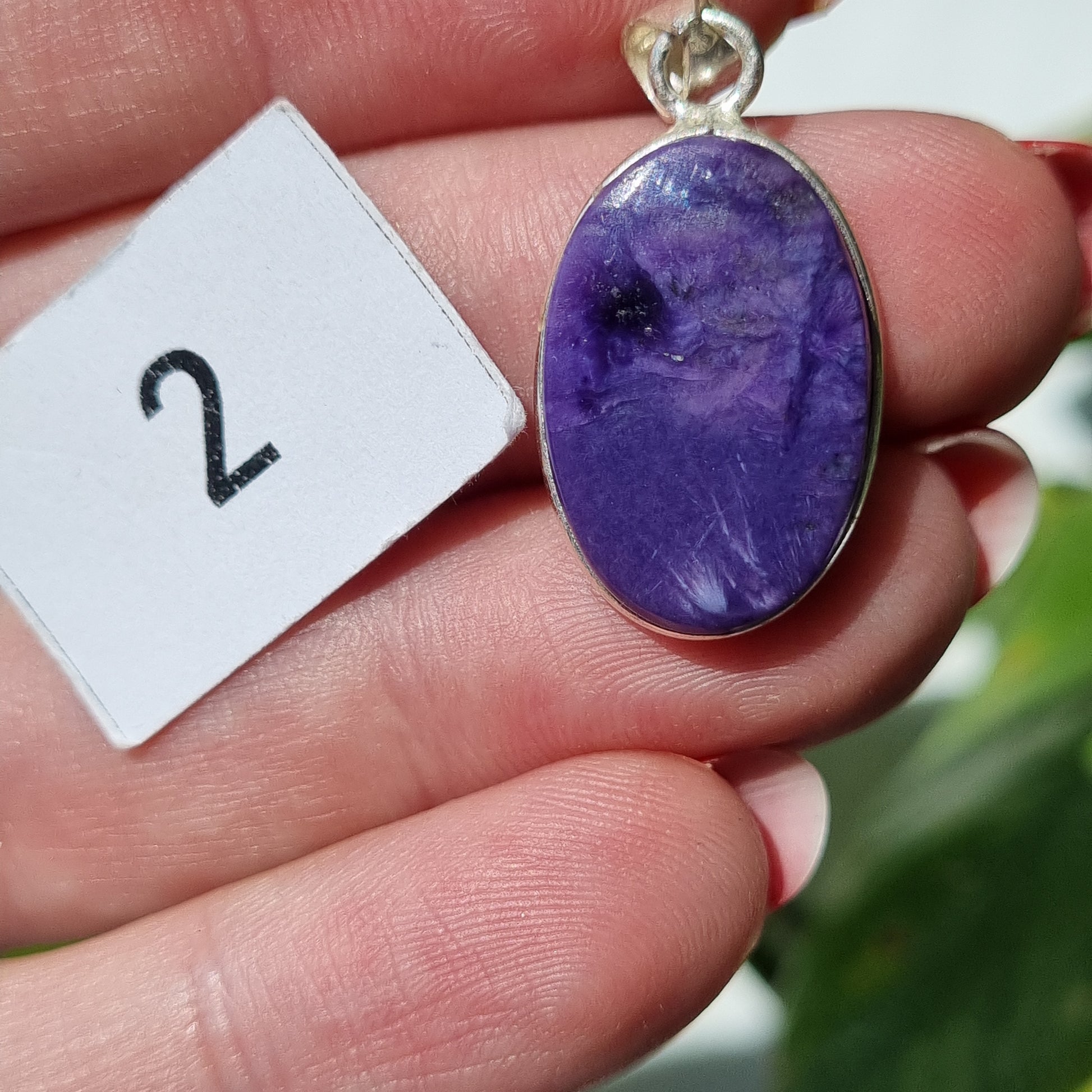 Charoite Cabochon Sterling Silver Pendant - Sparrow and Fox