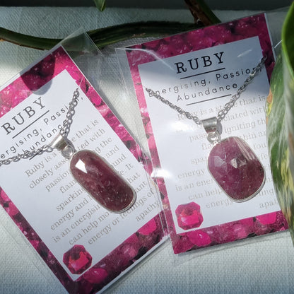 Ruby Hand Faceted Sterling Silver Pendant - Sparrow and Fox